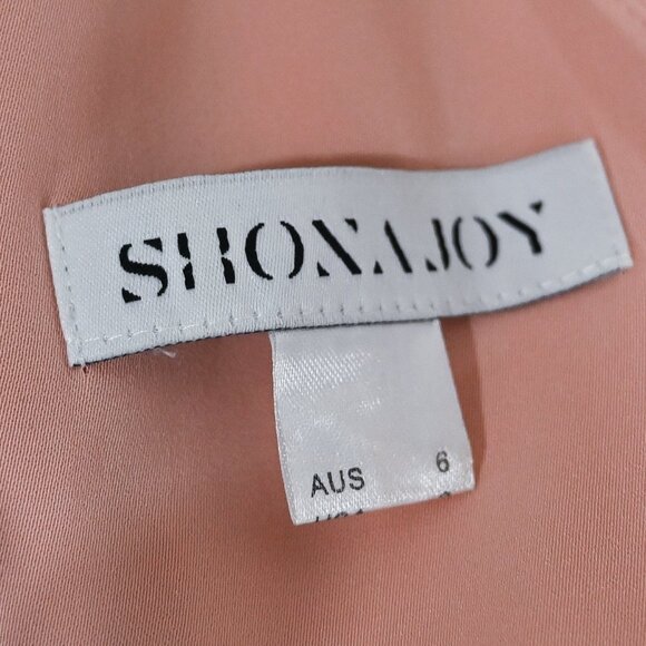Shona Joy Size 2 Blush High Neck Gathered Faux Wrap Satin Maxi Dress - Picture 8 of 11